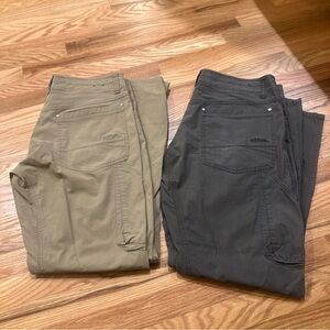 Lot of 2 Kuhl Revolvr Vintage Patina Dye Beige Gray Hiking Pants Outdoor Men 34